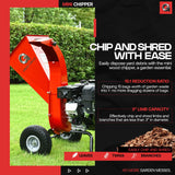 GreatCircleUSA Mini Wood Chipper Shredder Mulcher Ultra Duty 7 HP Gas Powered 3 Inch Max Wood Capacity EPA/CARB Certified Aids in Fire Prevention and Building Firebreaks