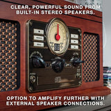 Victrola The Quincy 6-in-1 Bluetooth Record Player & Multimedia Center with Built-in Speakers ?C 3-Speed Turntable, CD & Cassette Player, AM/FM Radio, Wireless Music Streaming (Natural)