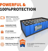 Ampere Time 12V 400Ah Deep Cycle LiFePO4 Battery Pack, with Built-in 250A BMS, Longer Runtime with 5.12kWh, 4000+ Cycle, Perfect for Solar System, RV, Backup Power, Off-Grid and Marine Applications. Pack of 2